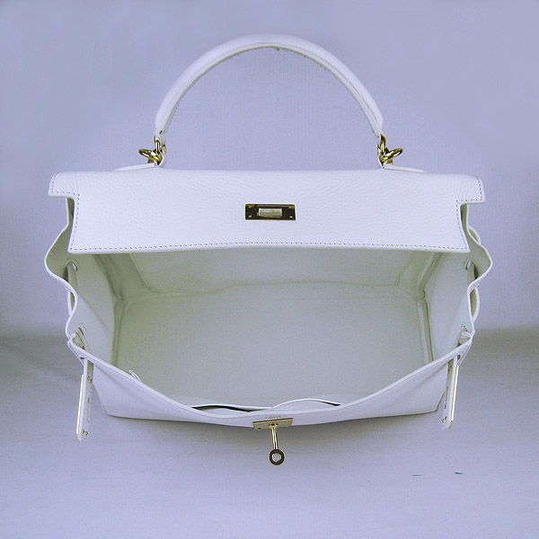 High Quality Hermes Kelly 35CM Togo Leather Bag White 6308